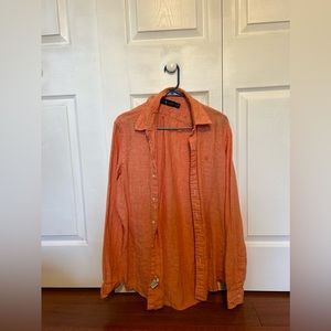 Orange linen button down